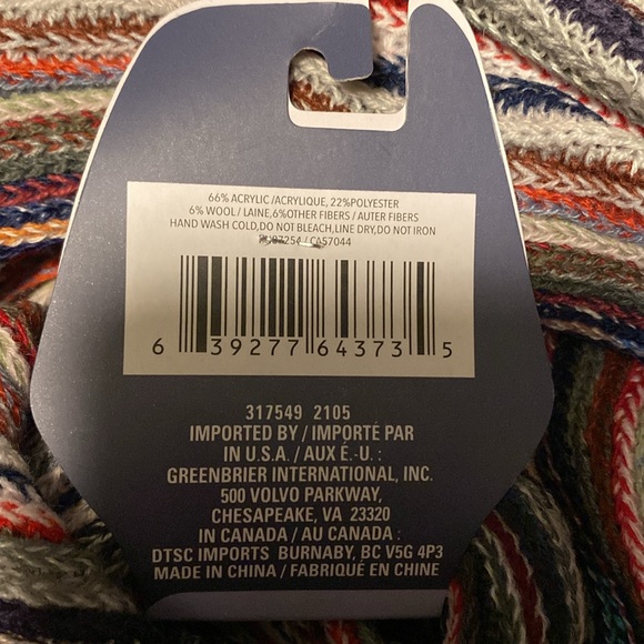 Juncture Red Gray Black Multicolored Scarf NWT - Picture 9 of 10